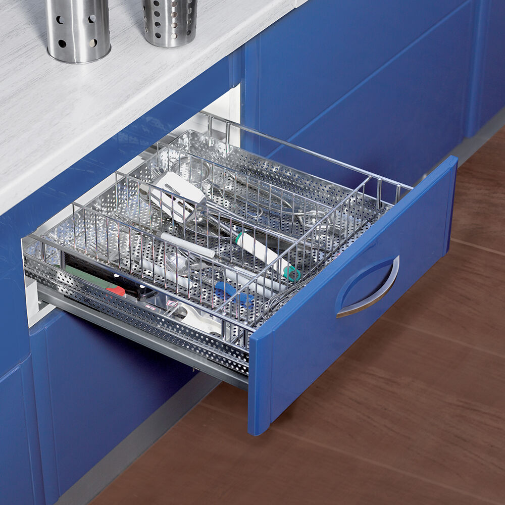 Gold Perforated Cutlery Basket